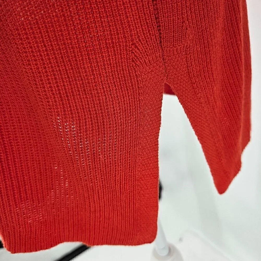 Eileen Fisher Tencel V-Neck Sweater Orange Women's L Knit Career Lounge Wear